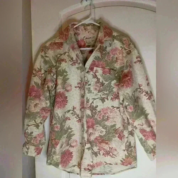 EDDIE BAUER vintage floral heavy button up (#440) - Picture 1 of 5